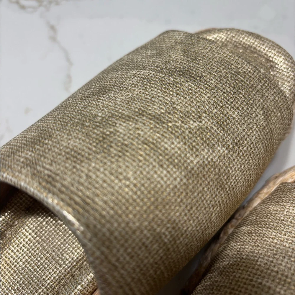 ShuShop Natural Gold Platform Espadrille Slide Sandals
